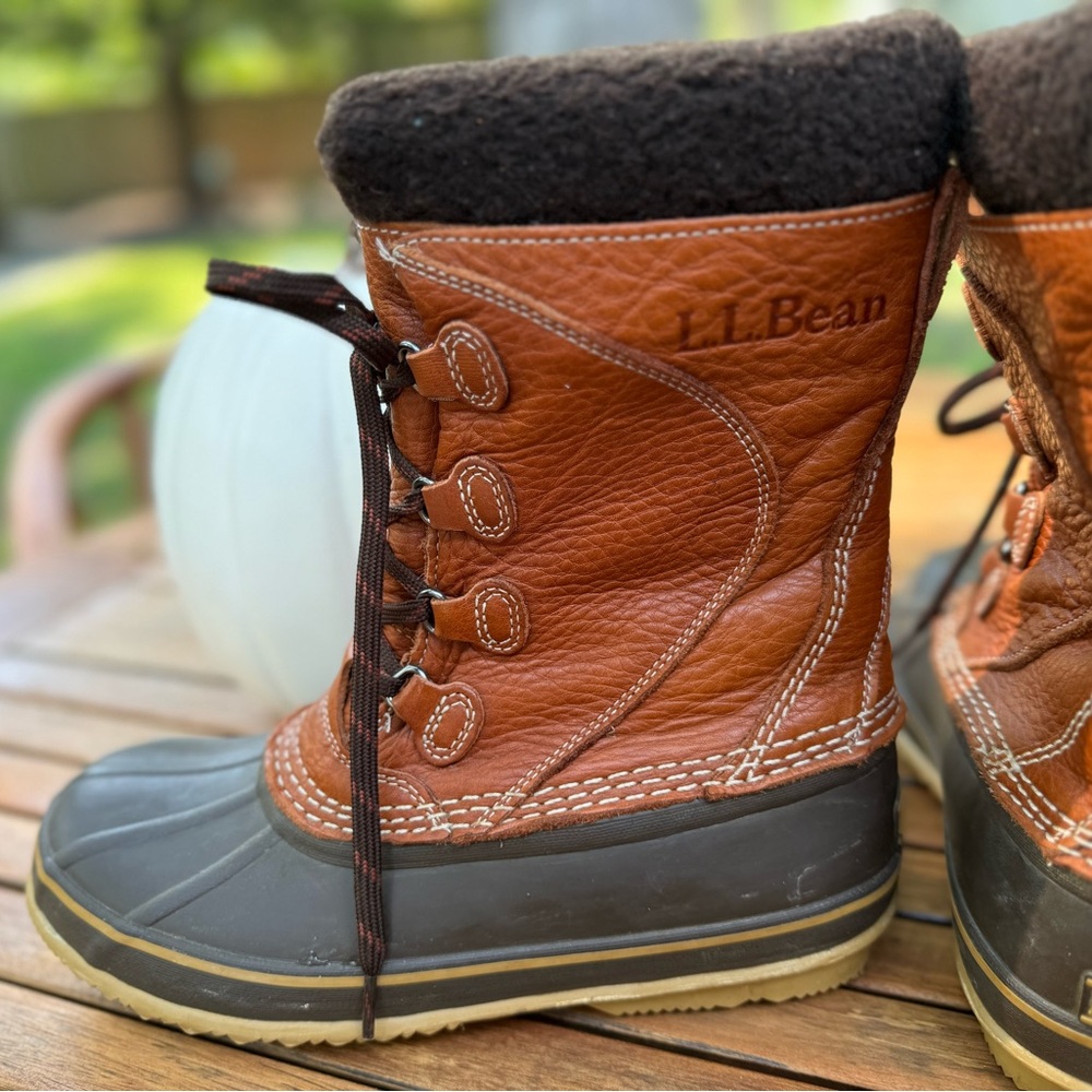 Women's L.L.Bean BROWN Winter Snow Boots Lace-Up Size 8 - Picture 4 of 7